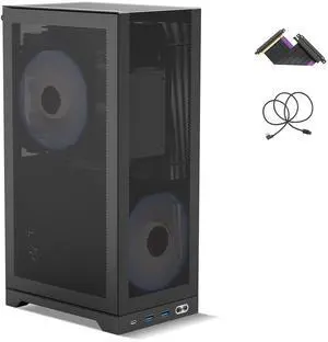 ShinySnake L300 Mesh Mini-ITX Gaming PC Case - 8.5L Ultra-Compact High Airflow SFF, Vertical GPU Mount up to 325mm, SFX/SFX-L PSU & 120mm Cooler Compatible - PCIe 3.0 Riser & DP 1.4 Cable, Black