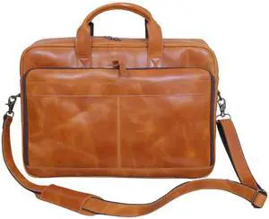 LAVAISH Full-Grain Leather Briefcase for Men & Women  17 Inch Laptop Bag with Computer Compartment  Premium Leather Office Satchel, Business Messenger Bag, Work Bag for Professionals (Tan)
