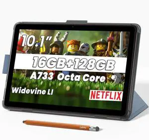 Tablet 10.1" Inch Android 15, Octa-core Processor, 16GB RAM 128GB ROM (Up to 2 TB), 800 x 1280 Resolution, Wi-Fi 6 & Bluetooth 5.2, 6000mAh Battery, Tablet PC with Stand Case & Stylus, Orange