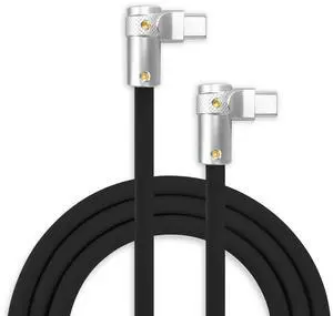 chubbycable FlexElbow 90 Degree 240W Fast Charging Cable Right Angle USB C Cable Silicone Charging Cord Compatible with iPhone 17-15 Series iPad, Black, Double Elbow Type C to Type C, 19.6FT