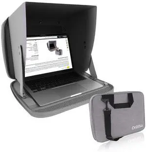 3-in-1 Laptop Sunshade and Privacy Visor, Foldable Water Repellent Screen with Elastic PVC Core, Convertible Shoulder Bag for 12-14 Inch Laptops - Silver (Patent Pending)