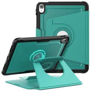 KAIJIAbox Case for iPad (A16) 11th/10th Generation 2025/2022 11/10.9, Heavy Duty Shockproof Case with 360 Rotating Magnetic Stand, Detachable Magnetic Cover, Auto Sleep/Wake, Dark Green