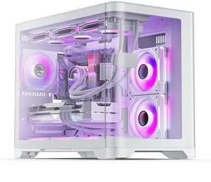 AsiaHorse Pegasus Micro ATX PC Case Dual Chamber 270° Full View Tempered Glass Huge Space MATX Gaming PC Case-360mm Radiator, RTX 40 Compatible, High Airflow Full-Tower MATX Computer Cases-White
