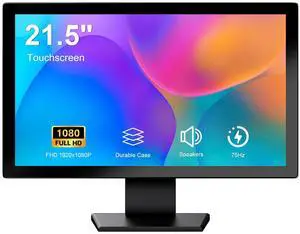 ZFTVNIE Touch Screen Monitor 21.5 Inch FHD 1920x1080P Industrial PC Display, HDMI VGA Touchscreen Computer Monitor for Laptop PS4 Xbox, 75Hz Desktop Touch Display, Black