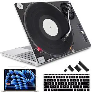 Lepeoac Compatible with 12.4 inch Microsoft Surface Laptop Go 3 Go 2 Go 1 Models: 1943 20132023 2022 2020 Release, Plastic Hard Shell Case with Keyboard Cover & Screen Protector, DJ Turntable