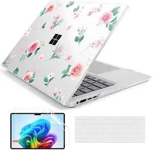 Batianda Case for 15 inch Microsoft Surface Laptop Copilot+ PC 2024 (7th Ed) Model 2037 Creative Pattern Durable Scratch-Resistant Hardshell, with Keyboard Cover & Screen Protector, Peach Rose