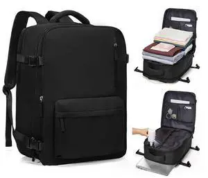 Vacuum Backpack Travel with Pump Vacpack for Women Men Compression Backpack Airplane Approved Personal ltem Bag with Vacuum System Mochila de vacío Cabin Bag Carry On with Airbag,Black