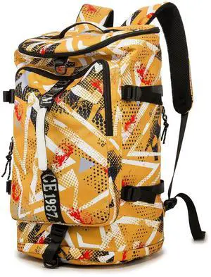 FUNYAGO Gym Duffle Bag Waterproof black Laptop Backpack Suitable for Hiking, Fishing, Travel 40L Large Capacity Trendy Cool Lightweight Backpack for Men and Women