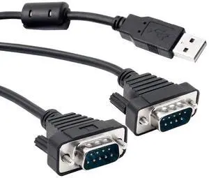 UOTEK USB to 2 Ports RS232 Converter Adapter, DB9 pin Adopts UK FTDI Chipset, Win XP/Vista/7/8/10/CE/Mac/Linux Supports 4.9ft Length UT-8812