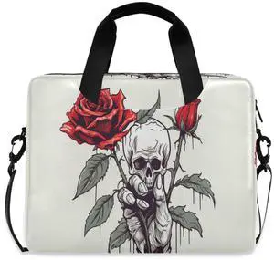 senya Laptop Bag Computer Bags Messenger Shoulder Bag Briefcase Skull Red Rose One for Business Office Work