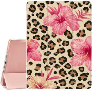 JOYLAND for iPad (A16) 11th Gen 11 Inch 2025/iPad 10th Generation Case 10.9 inch 2022 with Pencil Holder-Auto Wake/Sleep,Leopard Print&Flower Anti-Scratch Shockproof Premium Folio Stand Case,Pink