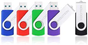 KOOTION 5 Pack 32GB USB 3.0 Flash Drives Swivel USB Stick Thumb Drives with High-Speed Transfer(Colors: Black, Blue, Green, Purple, Red)