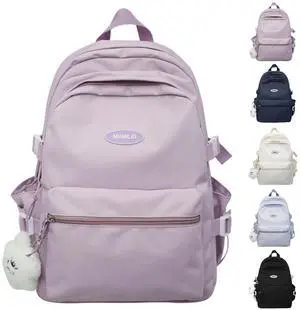 VTTDB Kawaii Backpack with Cute Accessories Casual Aesthetic Daypack Simple Laptop Bag Waterproof Travel Rucksack for Women (purple)