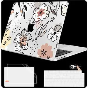 Mektron for 2025 M4 MacBook Air 13.6 Inch A3240 Case Fits 2023 A2681 M2 2024 A3113 M3 Chip with Liquid Retina Display Touch ID, Printed Plastic Hard Shell Cover for MacBook Air 13.6", Floral C383