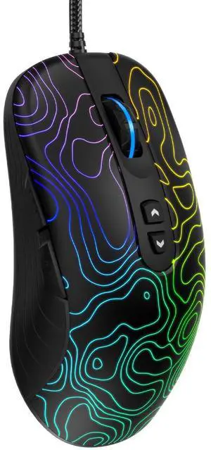 Womier G706 USB Wired Gaming Mouse for PC Computer Windows Mac Laptop, Lightweight Silent RGB Backlit Mouse with Adjustable 12000DPI/7 Programmable Side Buttons,Kanagawa Theme (Black Topographic)