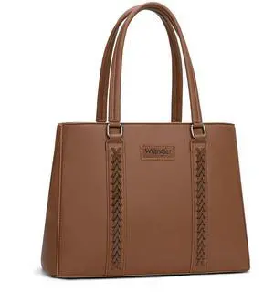 Wrangler Whipstitch Tote Bag for Women Fall Purses and Handbags Double Compartment Work Medium Size Brown WG387-8119DBR