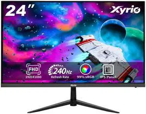 Xyrio Gaming Monitor, 23.8'' Gaming Monitor FHD(1920x1080) 240Hz, Computer Gaming Monitors w/AMD FreeSync|1ms Display, Gaming Monitors w/ 100% sRGB, Build-in Speakers, VESA, Eye Care|Anti-Glare|Black