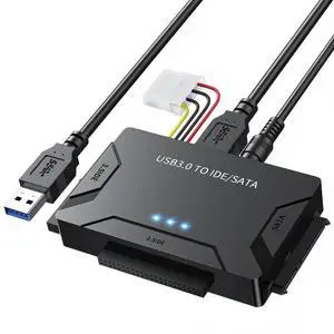 POSUGEAR USB 3.0 to IDE and SATA Adapter, Hard Drive Adapter Cable Universal for 2.5/3.5 inch HDD/SSD Hard Drive Disk, Hard Drive Reader with 12V/2A Power Adapter POSUGEAR USB 3.0 to IDE and SATA Adapter, Hard Drive Adapter Cable Universal for 2.5/3.5 inch HDD/SSD Hard Drive Disk, Hard Drive Reader with 12V/2A Power Adapter
