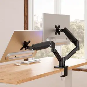 Ekisemio Dual Monitor Mount, Dual Monitor Stand, Adjustable Computer Monitor Arm for 13-32 Inch Screens, Vesa Mount with C-Clamp, Holds Max 19.8 lbs, Vesa 75x75/100x100mm, Black