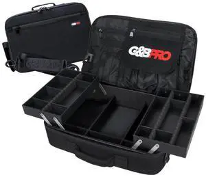 G&BPRO Crossbody Briefcase with Extending Tray System | All-In-One Mobile Workstation Laptop Travel Bag with Expandable Storage & Organizer Compartments - Black