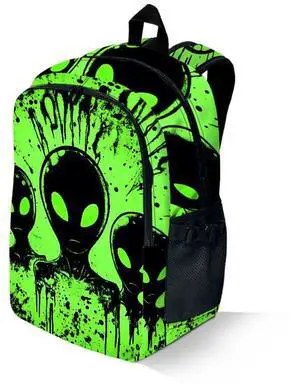 Xzyopcwx Green Alien Backpack With Adjustable Straps Multi-Functional Daypack For Laptop, Travel, Hiking & Daily Use
