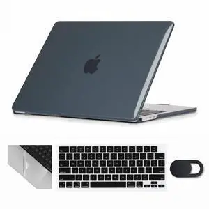 Se7enline Compatible with 2024 MacBook Air 15 inch case M4 M3 M2 A2941/A3114/A3241 Hard Laptop Cover for Mac Air 15.3 & Keyboard Protective Cover & Webcam Cover & Trackpad Protector, Crystal Black
