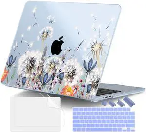 DONGKE for M4 MacBook Air 13.6 Inch Case 2025 2024 2023 2022 Model A3240 A3113 A2681 M3 M2 Chip, Plastic Hard Shell Case Cover with Touch ID for MacBook Air 13 Inch M4 - Dandelion