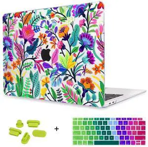 May Chen Compatible with New MacBook Air 13 inch Case 2021, 2020 2019 2018 Release Model: M1 A2337 A2179 A1932, Floral Leaves Garden Rainbow Hard Shell Case for New Mac Air 13 & Retina Dispaly