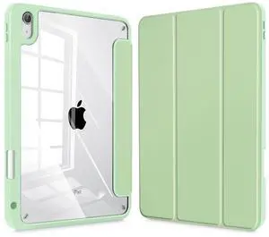 Tuiklol for iPad (A16 Chip) 11th Generation 11 inch 2025 / iPad 10th Generation 10.9 inch 2022 Case, Buit in Pencil Holder with Clear Back Shell Cover Trifold Stand Auto Wake/Sleep, Green