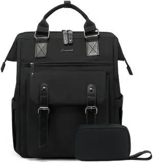 LOVEVOOK Laptop Backpack for Women Work Travel Commuter Backpack Business Computer Bag Doctor Nurse Bags College Backpack Purse, 17 Inch, Black-black