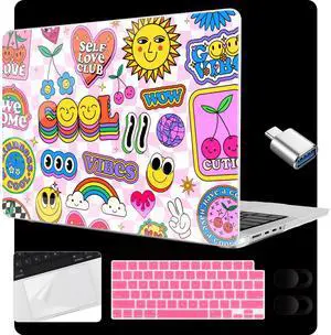 MEEgoodo Case for M4 MacBook Pro 16 inch Case 2024 2023 2021 (A3403/A3186/A2991/A2780/A2485) M3 M2 M1 Pro/Max Chip, Laptop Hard Shell Cases with Keyboard Cover & Trackpad Film, Pattern Stickers