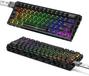 BOYI H60Pro Magnetic Switch Gaming Keyboard,60% Hollow Aluminum Hall Effect Rapid Trigger Hot-Swap 8K Polling Rate 0.01mm RT RGB Wired Mechanical Keyboard(Black Transparent PBT Keycaps)