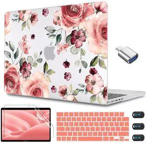 CISSOOK Matte Frosted Floral Hard Shell Case for MacBook Pro 14 Inch 2025 2024 2023 2021 Release Model M5 M4 M3 M2 M1, Case for MacBook Pro 14" with Touch ID