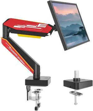 Heavy Duty Monitor Arm for Ultrawide Screen up to 49 inches,44 lbs,Gas Spring Desk Mount Stand, Premium Fully Adjustable Bracket with C Clamp, Grommet Base, VESA 75x75/100x100mm (Black)