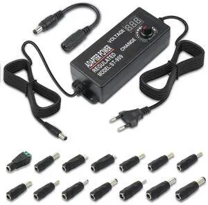 aceyoon 72W Universal AC/DC Adapter 3V~24V Adjustable Multi-Voltage Regulated Switching Power Supply with 14 Selectable DC Plugs