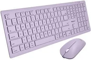 Macally Wireless Keyboard and Mouse Combo for Mac - Compatible Apple Bluetooth Keyboard and Mouse Combo for MacBook Pro/Air, iMac, Mac mini/Pro/Studio (Multi Device, Rechargeable, Emoji Keys, Purple)