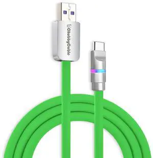 chubbycable Neon Chubby - Fast Charge Cable with Smart Light RGB Color Gradual Light Up 100W Charging Cord LED USB C Cable Compatible with iPhone 17-15 Series, Green, USB-A to Type-C, 3.3 FT