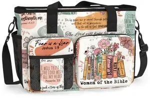 84hoods Waterproof Work Bag with Large Compartments, Padded Laptop Storage and Multiple Pockets. God Jesus Christian Faith Religious Gift. Shoulder Bag for Work. Women of Bible.