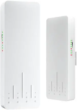 Wireless Bridge with Two 100Mbps LAN Port, 3KM 5.8G Point to Point/Multipoint Outdoor CPE, 14dBi High Gain Antenna WiFi Bridge for Network Expansion, PoE Adapter, IP65 Waterproof, 2 Pack