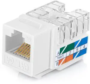 Everest 90° Angled RJ45 Cat6A Keystone Jacks 100-Pack in White - Slim Profile Female RJ45 Connectors - Cat 6A Keystone Jack - Compatible with 90° Angled Speed Termination Tool - easyJACK (B094WB91H3)