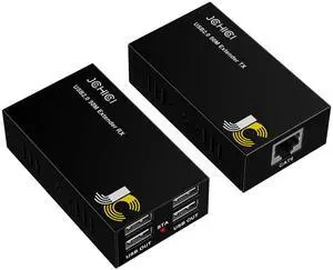 USB Extender Over Cat6/7 Up to165ft/50M, JCHICI 4 USB 2.0 Ports, Plug and Play, No Driver, POC, Keyboard and Mouse Over Ethernet