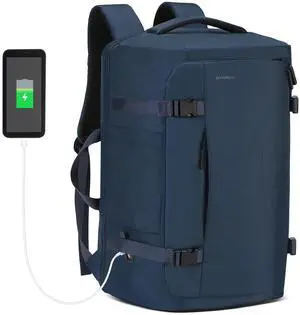 SUIKIHUM 40L Travel Backpack, TSA Friendly Flight Approved Carry on Backpack for Men Women, Fits 17.3 Inch Laptop with USB-A&C Ports, Weekender Bag, Blue