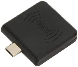 RFID Phone Card Reader, USB C Interface 125Khz Portable Smart Card Reader RFID ID Mobile Phone Card Reader Built in Buzzer (Black)