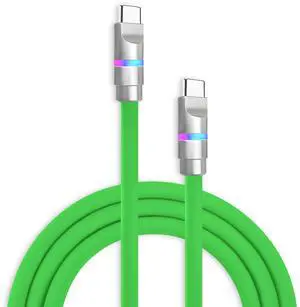 chubbycable Neon Chubby - Fast Charge Cable with Smart Light RGB Color Gradual Light Up 100W Charging Cord LED USB C Cable Compatible with iPhone 17-15 Series, Green, Type-C to Type-C, 8.5 FT