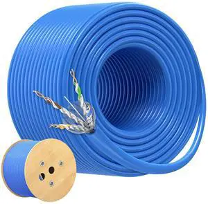 Cable Matters [UL Listed 10Gbps in-Wall (CM) Rated 23AWG Bare Copper Shielded Cat 6A Cable - 500ft, Solid, S/STP, S/FTP Shielded Cat6a Bulk Ethernet Cable, Cat6a Ethernet Cord, Blue