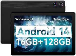 UGRIHACH Tablet, 11" Android Tablet,16GB RAM 128GB ROM 1TB Expansion, Octa-Core, Android 14, 1280x800 FHD, Dual Camera, WiFi6, BT5.3, 6800mAh Battery