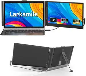 Larksmile Laptop Screen Extender 14-inch, FHD 1080P Portable Monitor for Laptop, IPS Panel Dual Screen Extra Display for Win Mac Travel/Work/Study