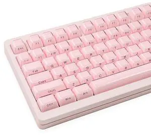 Crystal Jelly Keycaps, Pink Side Printed Keycaps, Custom Translucent Keycap 113 Keys, OEM Profile Key Cap, Cute Shine Through Keyboard Caps for 61/68/84/87/98/100 Cherry MX Keyboard Mechanical, Pink