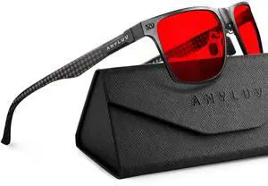 ANYLUV Blue-Light Sleep Enhancement Glasses: Blue Green Light Blocking with Red Lens, Reduce Eye Strain for Computer Screen