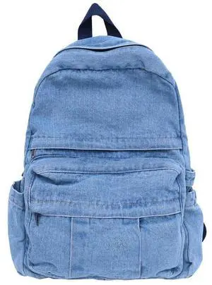 TYHOTULY Denim Backpack for Women Men Y2K Aesthetic Daypack Classic Retro Jeans Backpacks Casual Lightweight Laptop Backpack (Light Blue)